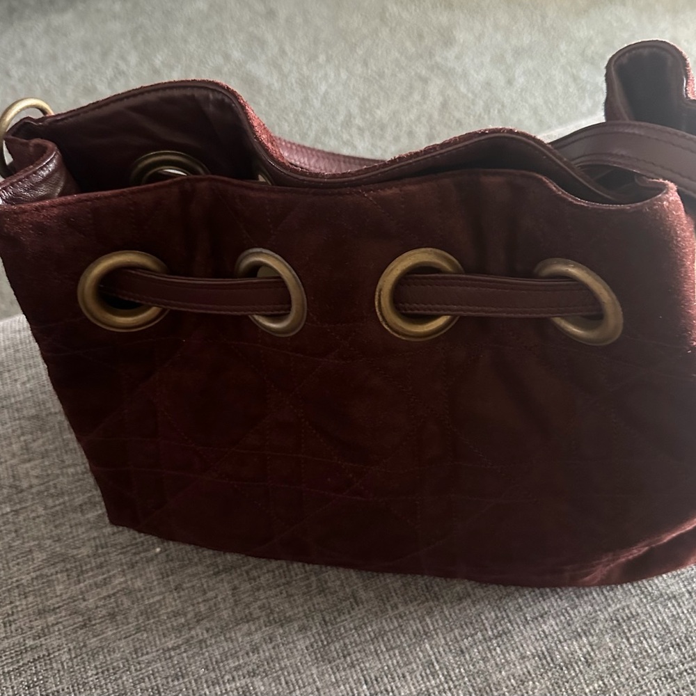 Dior Deep Burgundy Suede Shoulder Bag